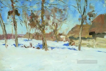 landscape Painting - early march 1900 Isaac Levitan snow landscape